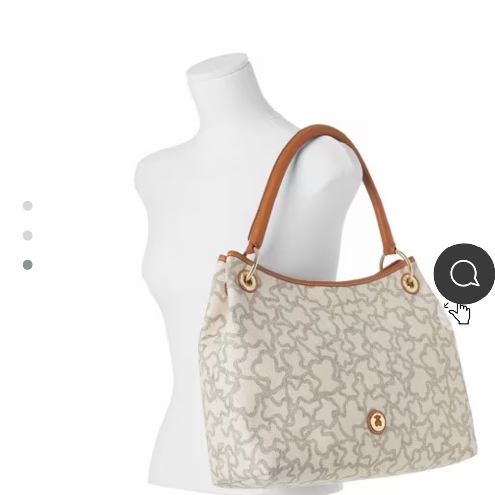 TOUS Kaos Neutral Patterned Canvas Shoulder Bag